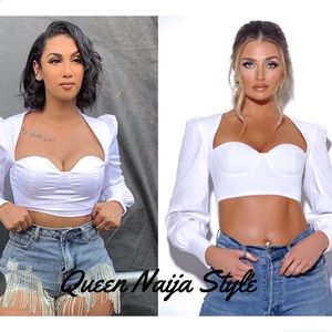 Miss circle white corset blouse